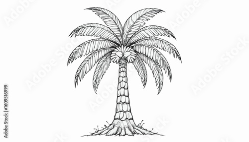 Detailed line art of a palm tree ready for coloring
