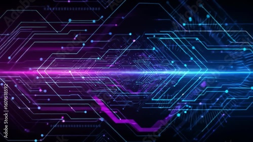 Futuristic Digital Technology Abstract Visualization with Dynamic Light Effects