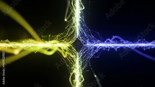 Digital Neural Network Visualization with Bright Data Flow and Dynamic Light Effects