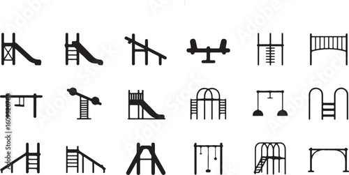 Playground equipment silhouettes park swings