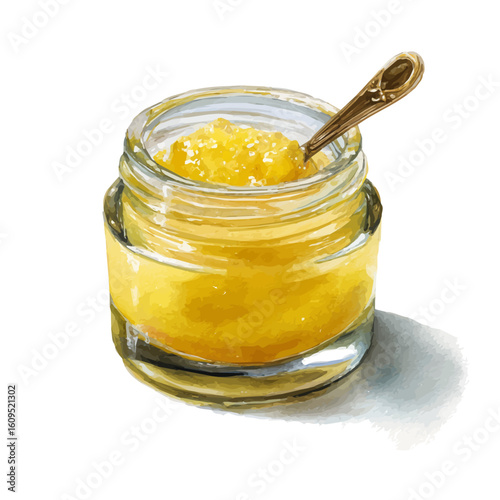 Facial Scrub, watercolor painting, vector illustration, isolated on a white background.