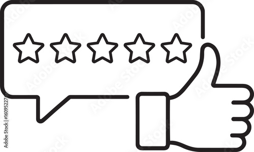 Feedback, rating outline icon . customer experience and review linear icon , Five stars from customers icon , vector illustration .