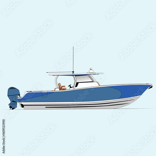 Vector Boat Line Art Illustration 