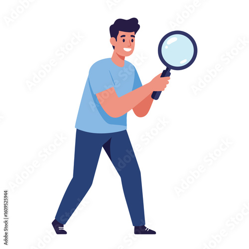 Professional Using Magnifying Glass for Business Analysis