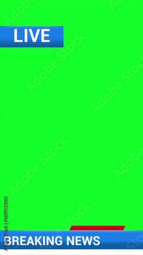 Modern Breaking News Title Transition With Green Screen. Vertical Animation