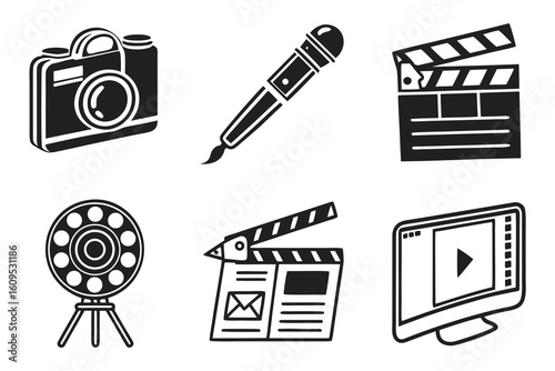 Collection of Film and Media Production Icons.
