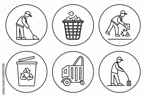 Collection of Sanitation and Cleaning Icons.