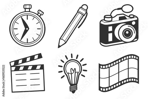 Creative Process Icons Time Idea and Media.