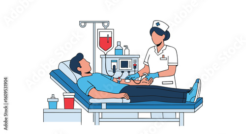 Patient Blood Transfusion by Nurse in Hospital Healthcare