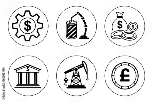 Financial Industry and Currency Icons Collection.