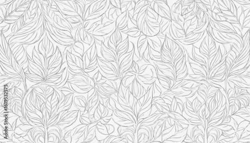 Coloring page of a repeating pattern of tropical leaves in intricate design