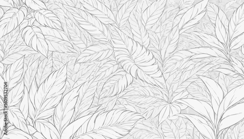 Intricate line art of overlapping leaves for coloring and relaxation