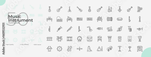Music Instrument Line Editable Icons set. Vector illustration in modern thin line style of Music Instrument icons: instrument, percussion, sound, etc