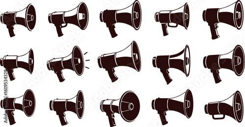 megaphone silhouette, minimal car horn icon vector illustration