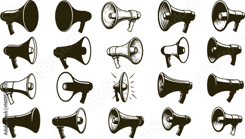 megaphone silhouette, minimal car horn icon vector illustration