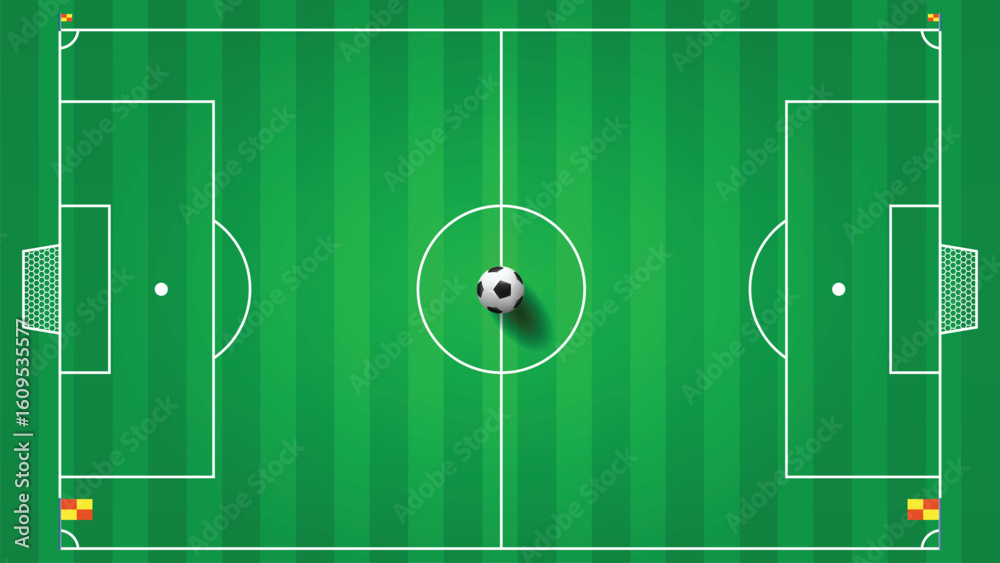 Obraz premium Simple Football Field or Soccer Field With White Lines Vector