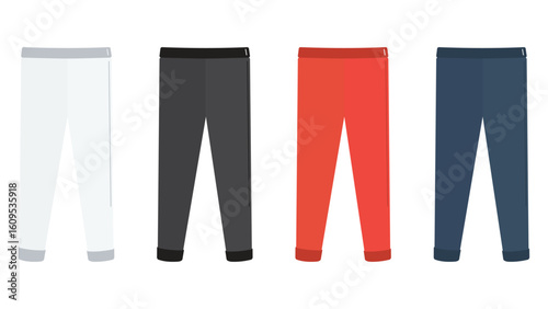 Sweat Pants, Simple Sweatpants in Blue, White, and Black Colors on White Background, Casual Vector Illustration of Athletic Joggers