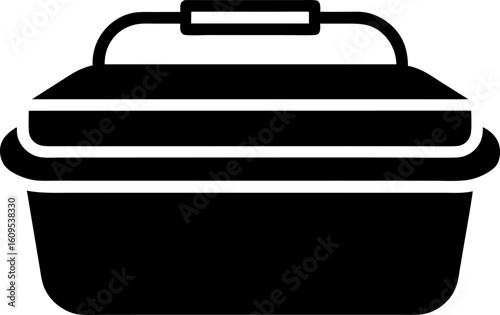 Bento Box Silhouette Vector Icon. Japanese Lunch Box Graphic Symbol.