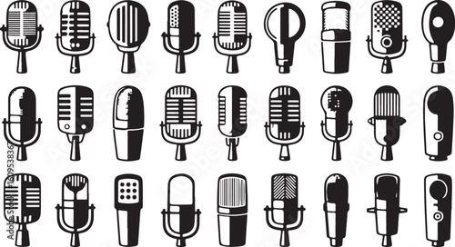 Vintage microphones collection retro audio