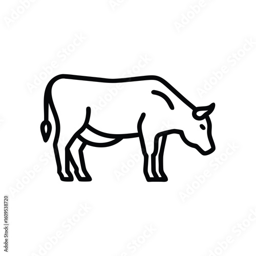 Outline icon a cow grazing on a cattle animal