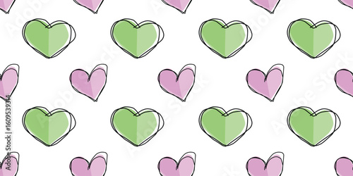 seamles pattern love heart with various colour background design.eps
