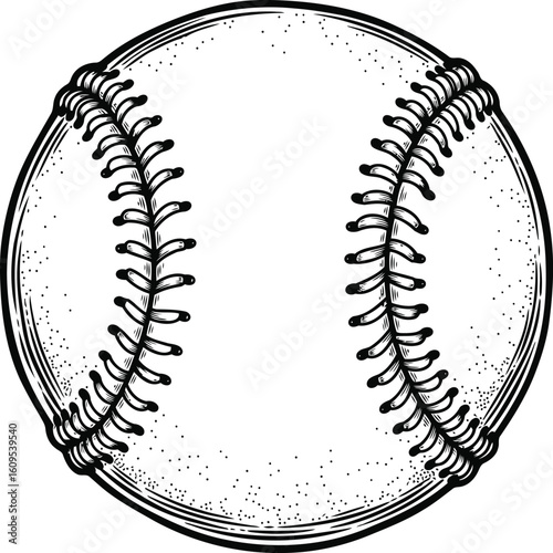 Detailed Black and White Baseball, Ideal for Sports Logos or Graphics