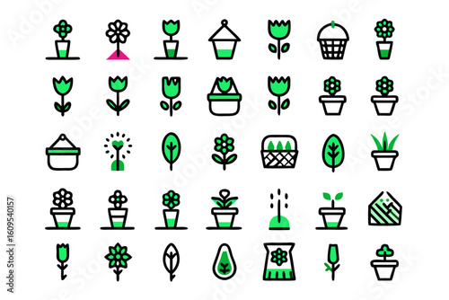 Charming line art collection showcasing floral elements perfect for botanical shops florists and garden enthusiasts seeking elegant visual assets