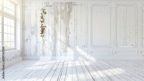 White Room with Flower Vine on Wall