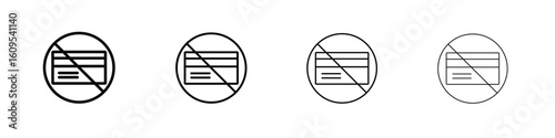 Credit card with prohibition signs illustration sign collection. vector symbol or logo.