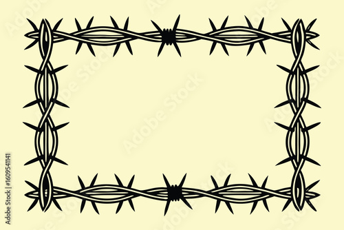 Black barbed wire frame border sharp