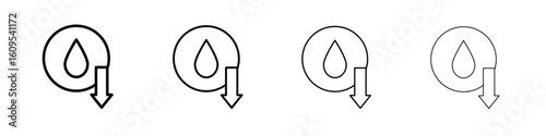 Crude oil barrel price falling down icon illustration sign collection. vector symbol or logo.