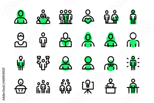 A collection of clean modern line art symbols representing connections relationships and camaraderie perfect for digital and print projects