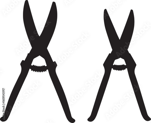 Two black silhouettes of garden shears
