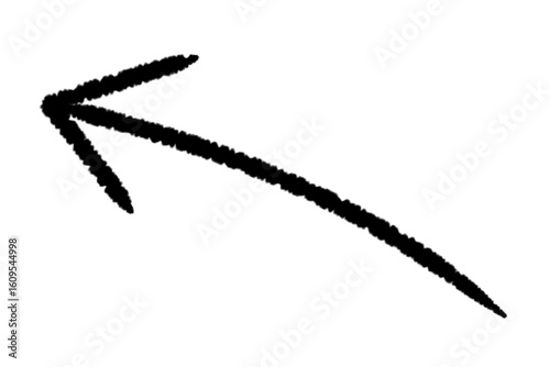 Hand-drawn Black Marker Arrow Isolated on a Transparent Background, Hand Drawn Brush Stroke Arrow