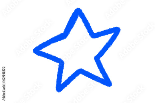 Blue Star Doodle, Hand Drawn Icon for Scrapbook or Planner, Isolated on Transparent Background