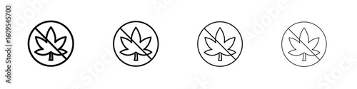 No Marijuana signs illustration sign collection. vector symbol or logo.