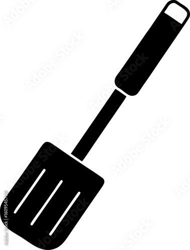 Simple Spatula Glyph. Cooking Utensil Silhouette Symbol.