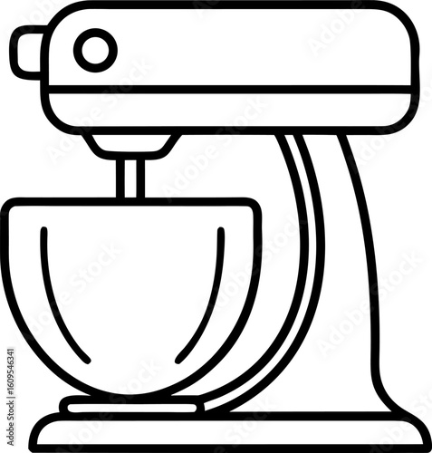 Stand Mixer Line Art. Electric Dough Mixer Outline Illustration.