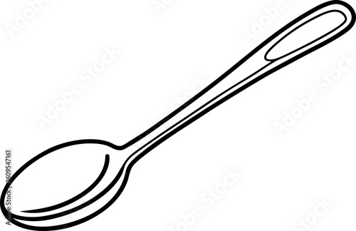 Teaspoon Line Art Vector. Small Spoon Outline Illustration.