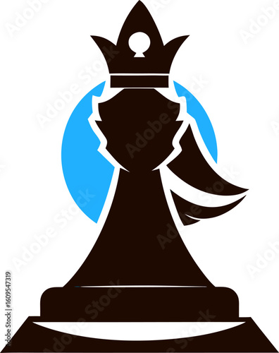 Queen chess pieces silhouette vector icon