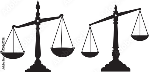 Two imbalanced scales of justice silhouette
