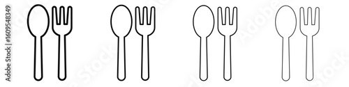Spoon and Fork icon illustration sign collection. vector symbol or logo.