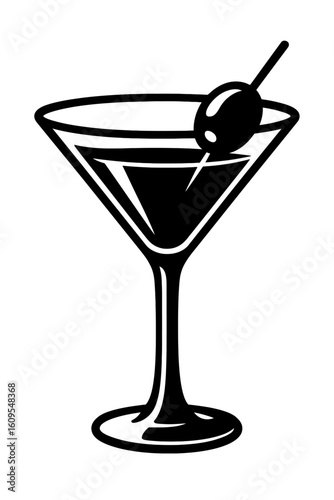 Classic Martini Glass with Olive Garnish - Sophisticated Cocktail
