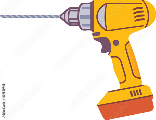 Yellow cordless drill with grey and purple accents tool power