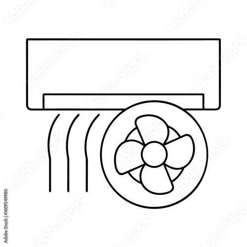 Fan Coil Unit Vector Illustration Small Fan with Cooling Loops for HVAC Systems