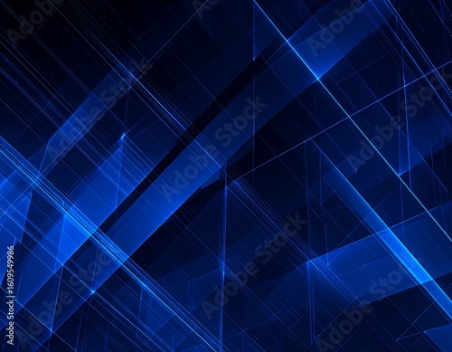 Abstract geometric design with intersecting lines and glowing blue shapes