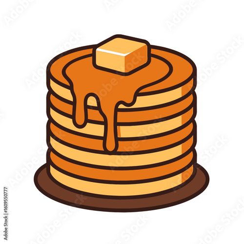 Delicious Stack of Golden Pancakes with Melting Butter and Syrup