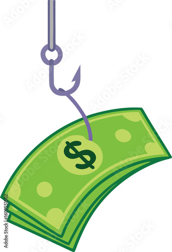 Money hook vector illustration dollar fishing