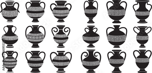 Greek amphorae black white pattern vase ancient