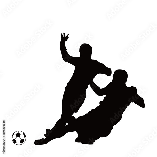 silhouette of male soccer players in action. Illustration design.